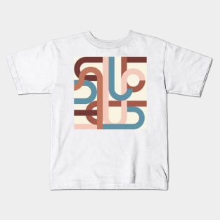 Geometric abstract midcentury beige brown Kids T-Shirt